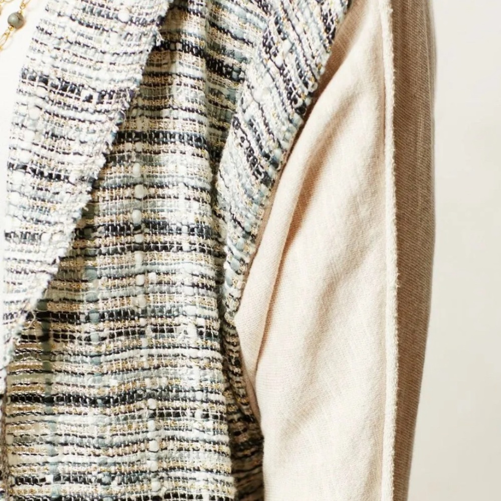 Anthropologie Dolan Open Terry Cardigan with Metallic Tweed Panels - Size Small - Picture 2 of 3